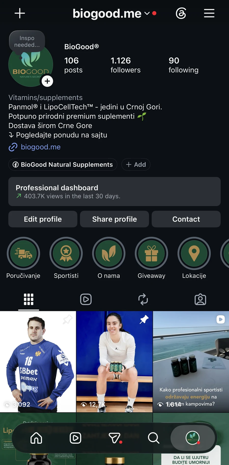 Kako profil izgleda - BioGood