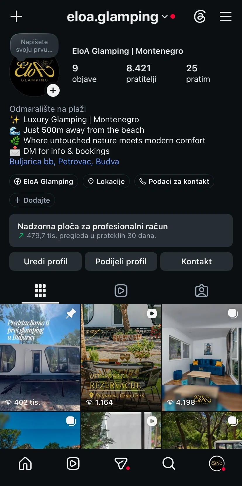 Kako profil izgleda - EloA Glamping